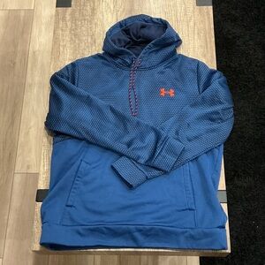 Under Armour Navy Hoodie with Bright Orange Emblem